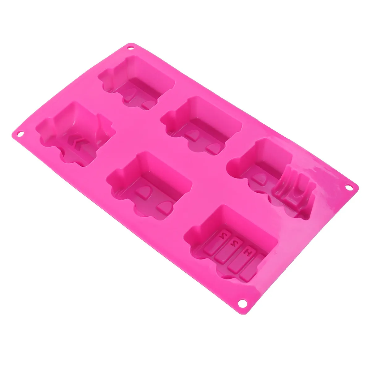 6 Cavity Silicone Chocolate Mold Car Train Flexible Safe Baking Mold Cake Decoration Tools for Chocolate Jelly Ice Cubes