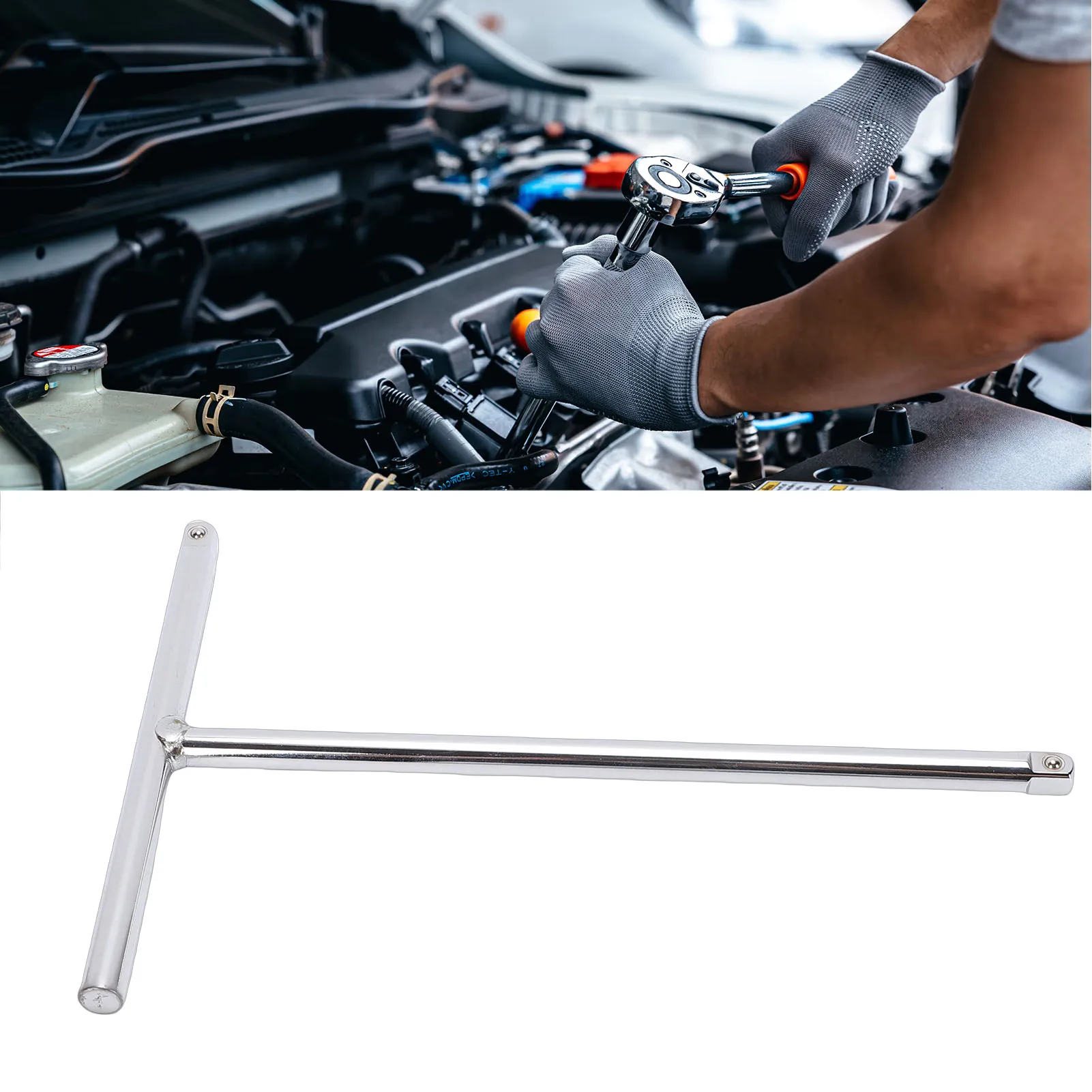 3/8 Inch Dual Drive T Handle Wrench Mini 08-0360 Chrome  Tool Steel for Use in Tight Spaces Dual Drive T Handle Driver