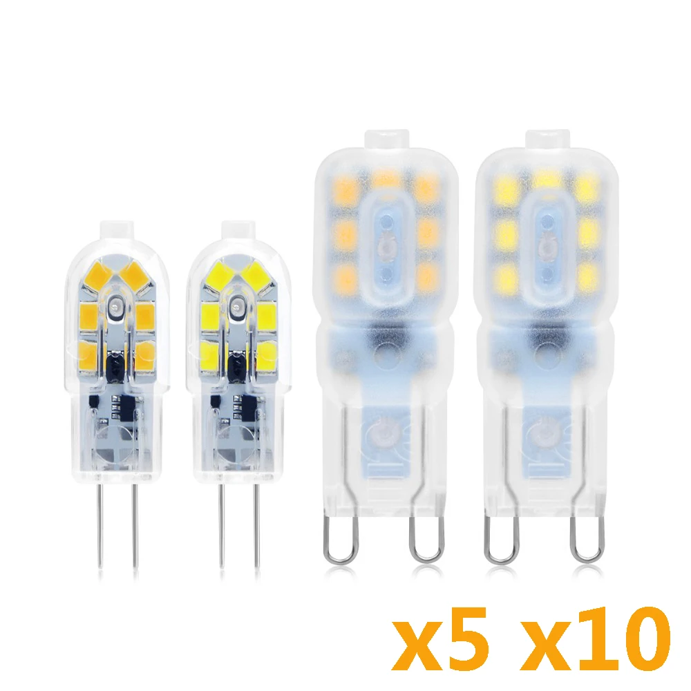 

5/ 10pcs Mini G4 G9 LED bulb 3W 5W COB LED Bulb led lamp DC12V AC 220V 110V Corn Lights replace Halogen Spotlight Chandelier