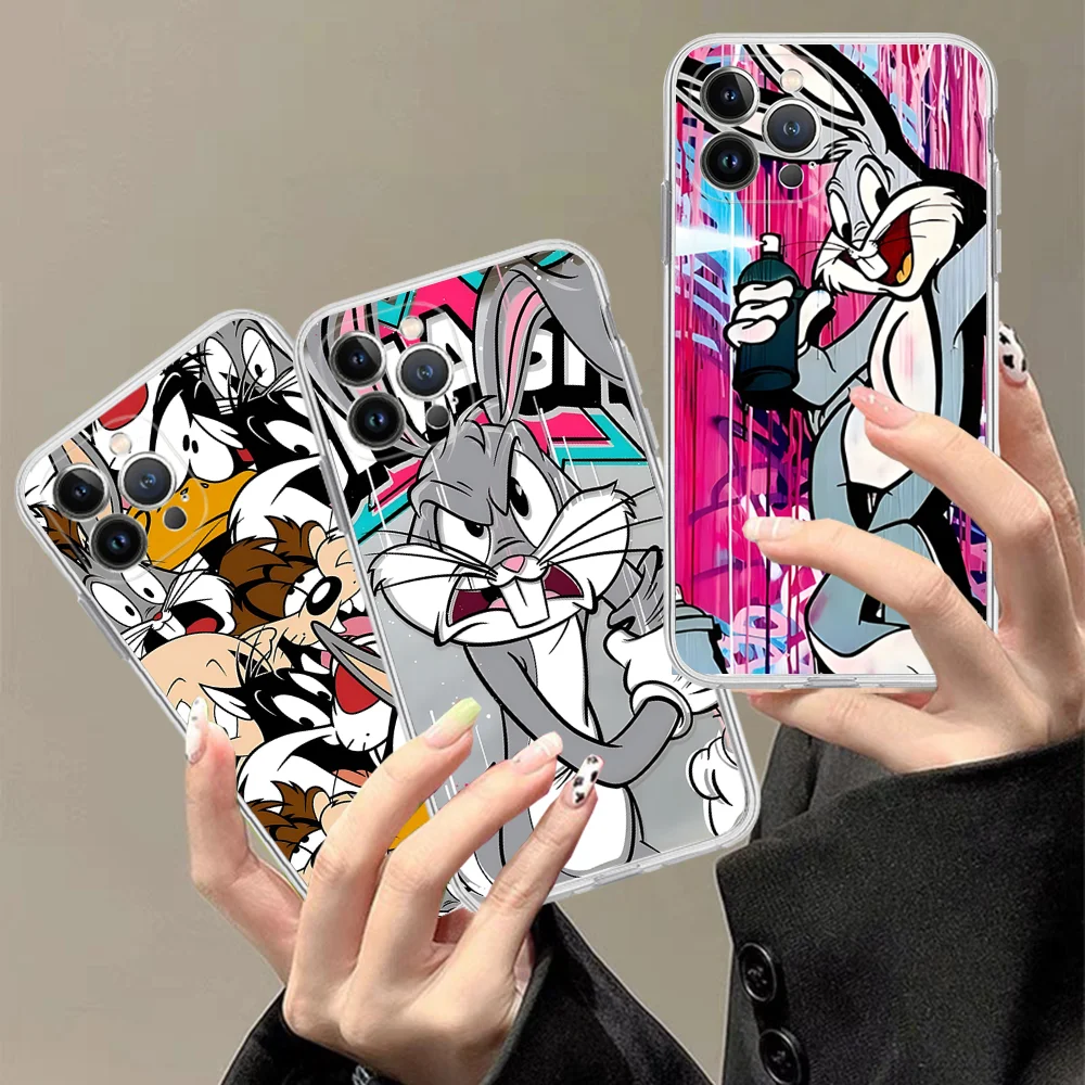 B-Bugs Cartoon B-Bunny Silicone Soft for iphone 15 14 13 12 11 Pro Mini XS MAX 8 7 6 Plus X XS XR Cover