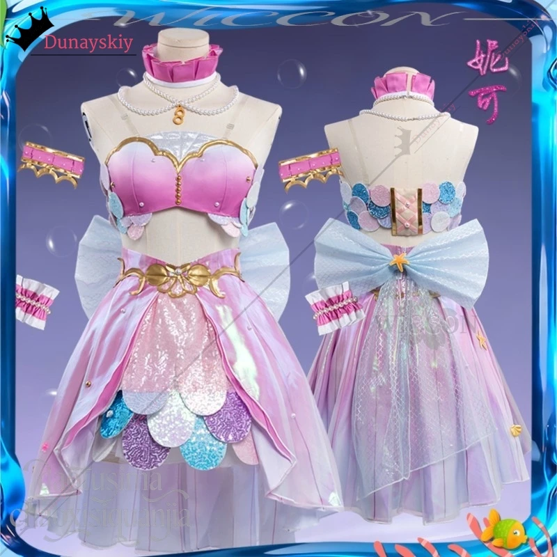 Anime Game LoveLive! Cosplay Nico Yazawa Mermaid Carnival Idol Stage Performance Outfit Fashion Cute Dress Sweet Lolita Party