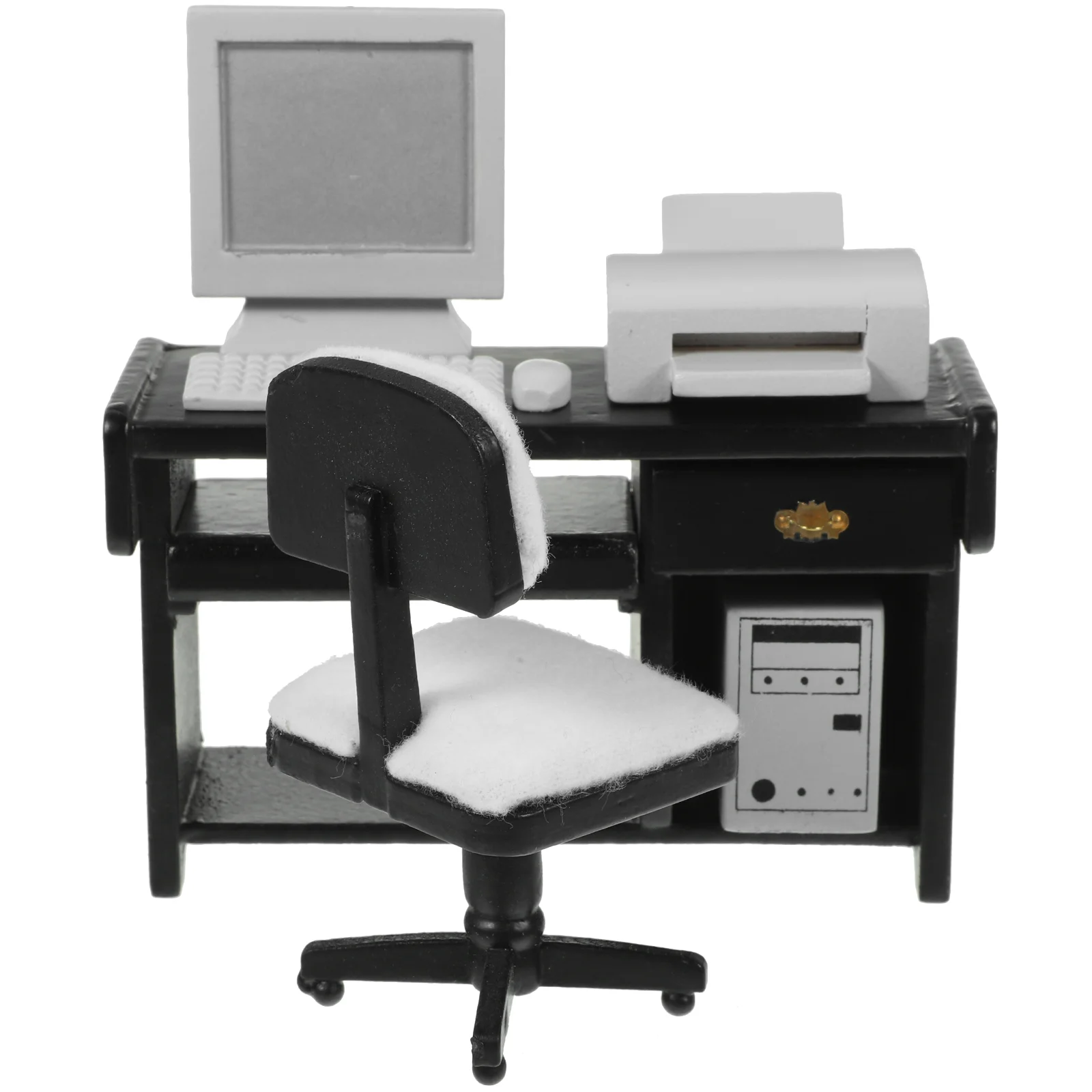 

Accessories Office Scene Props Desk Simulation Table Chair Wood Mini Computer Toy