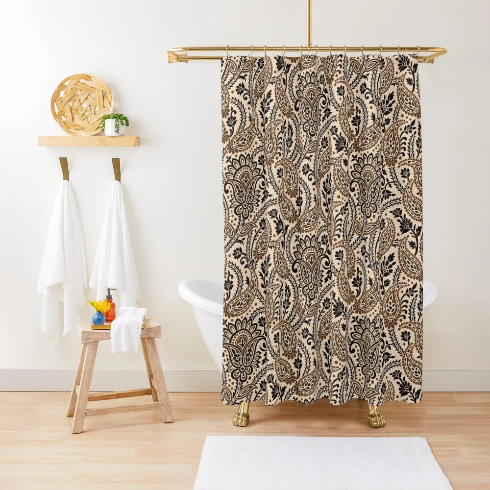 

Brown Paisley Shower Curtain Waterproof Bathroom Shower Luxury Bathroom Toilet Accessories Bathroom Curtain