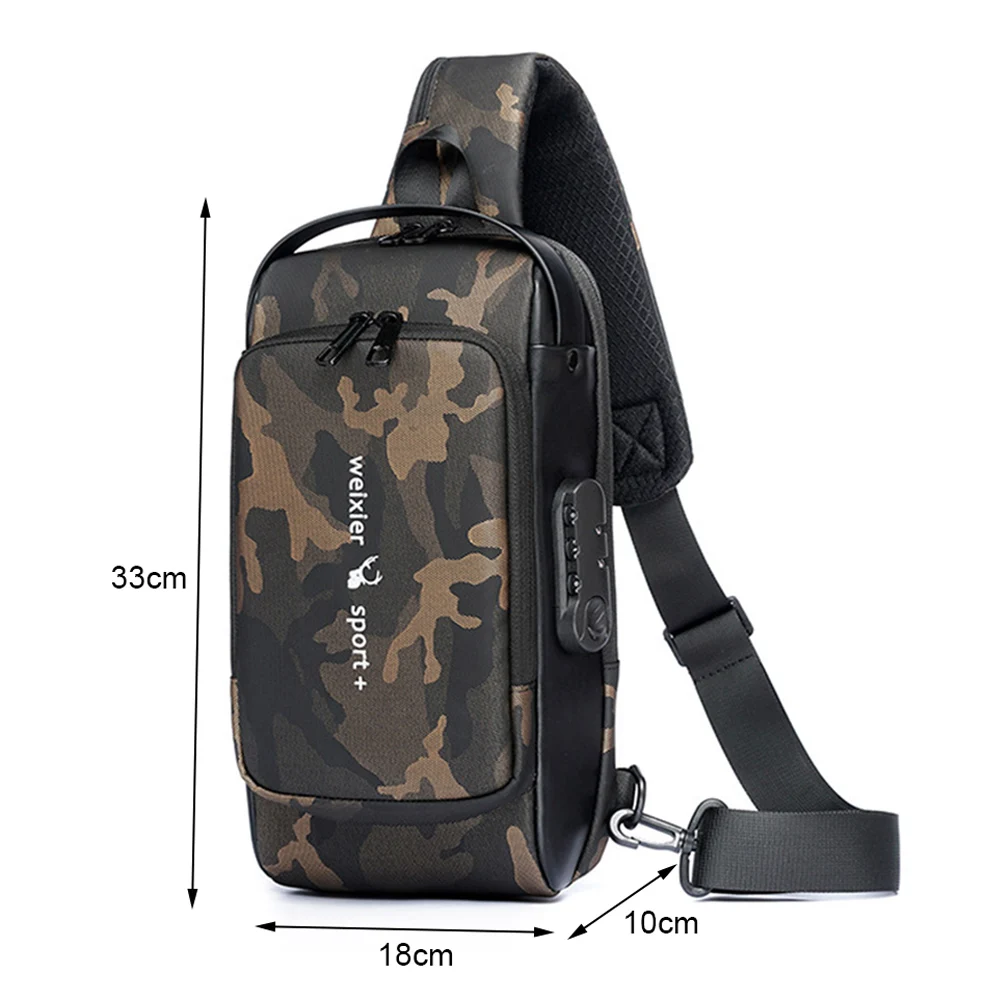 Tas Dada Anti Maling Pria Dengan Kunci Kata Sandi & Tas Selempang Sistem Pengisian USB