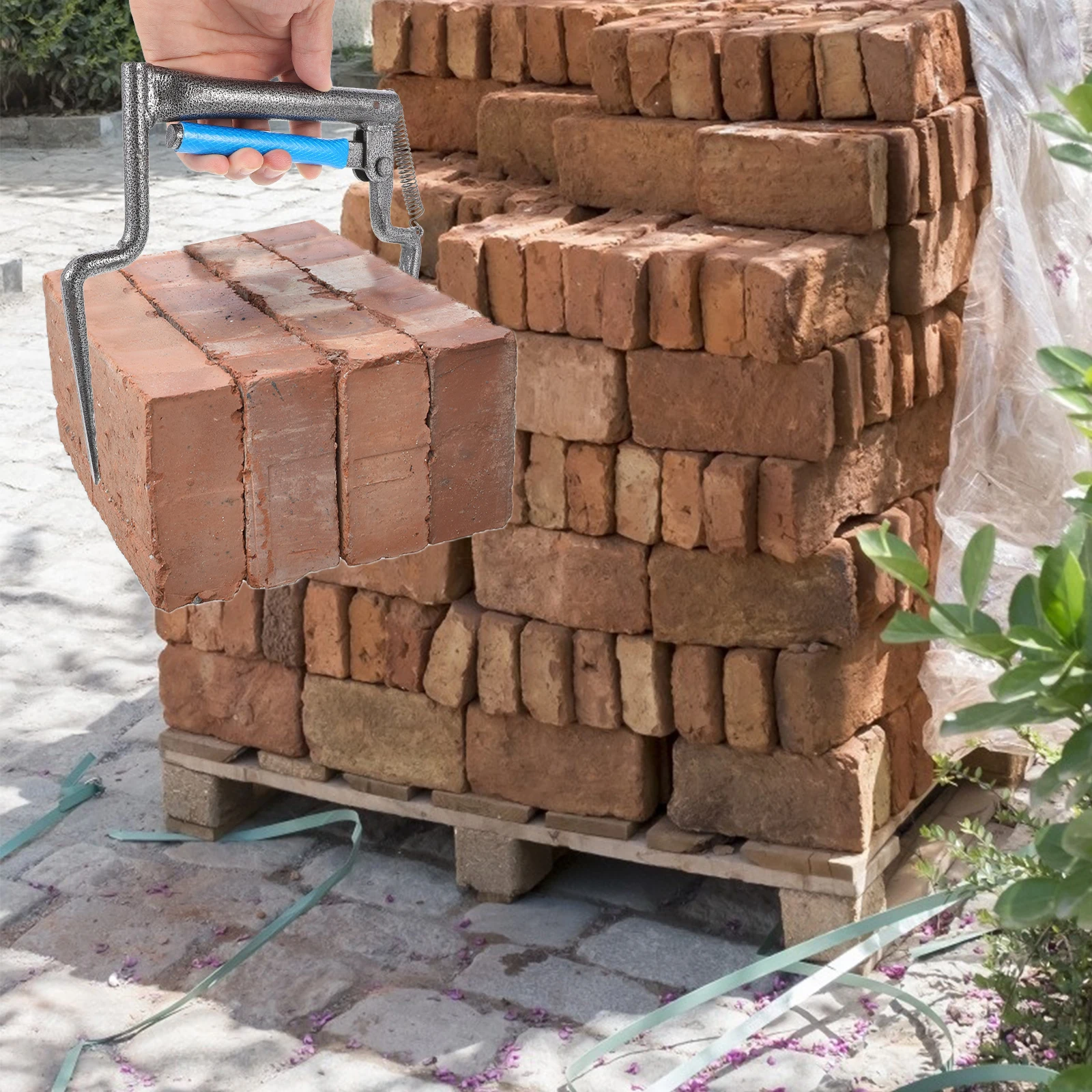 

1Pcs Sturdy Brick Block Clamp with Comfort Grip Handle Brick Moving Tool High Elasticity for Labor Saving Construction Work