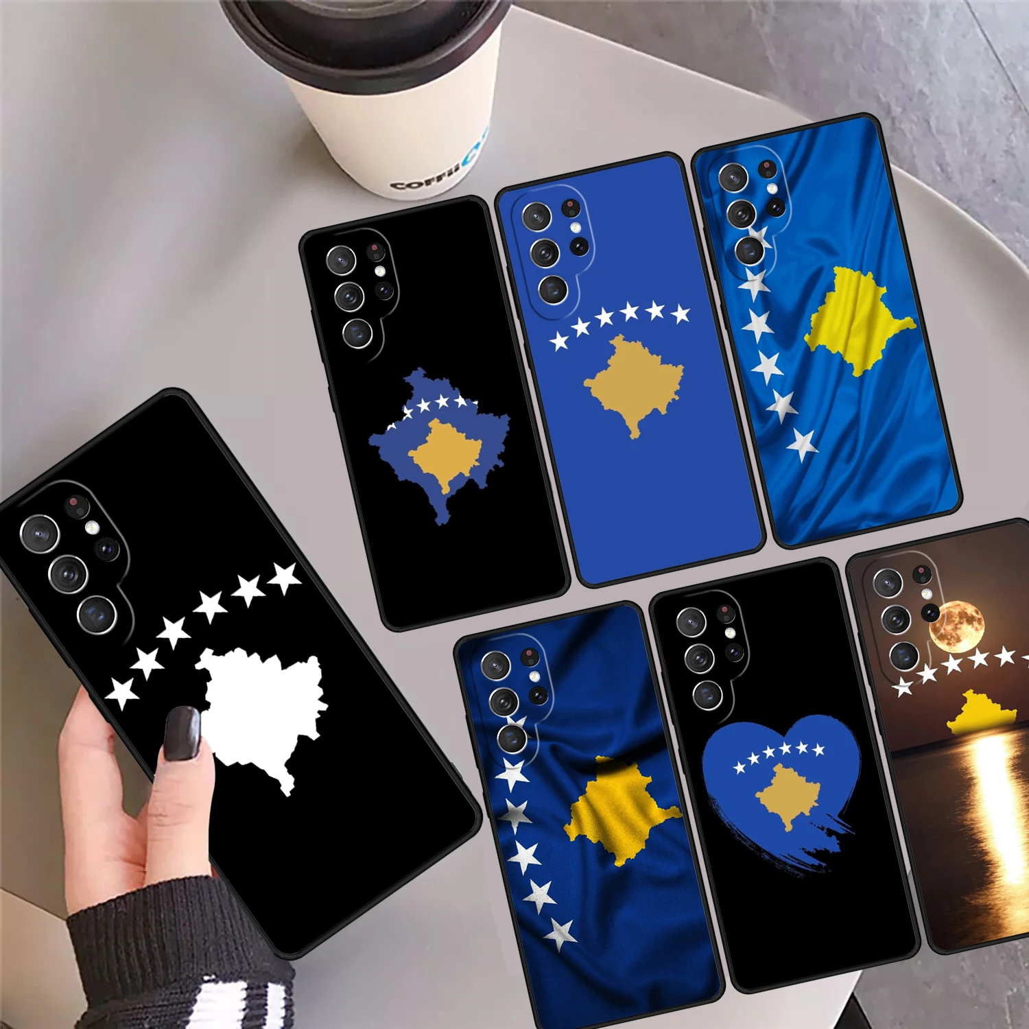 Kosovo Flag Phone Case Cover Coque For Samsung Galaxy S24 Ultra 23 S22 Plus S21 FE S20 S8 S9 S10 Note 10 Pro Note 20 Ultra