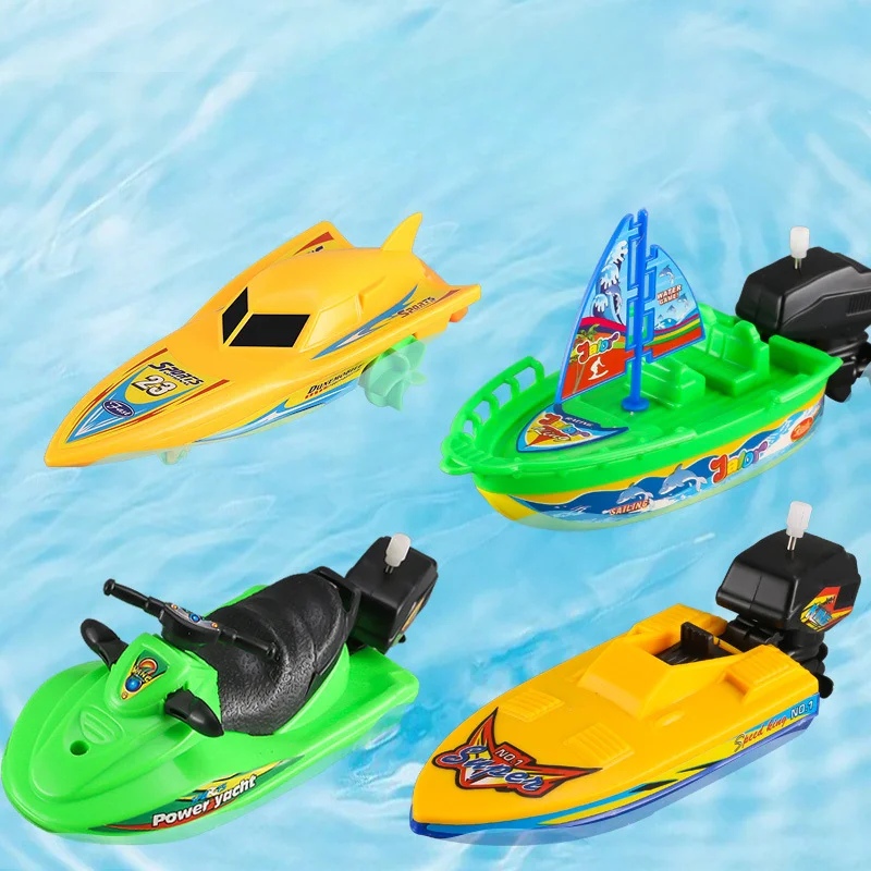 1Pc Kids Speedboot Schip Wind Up Speelgoed Bad Douche Speelgoed Drijven In Water Kinderen Klassiek Uurwerk Speelgoed Voor Kinderen Jongens Cadeau