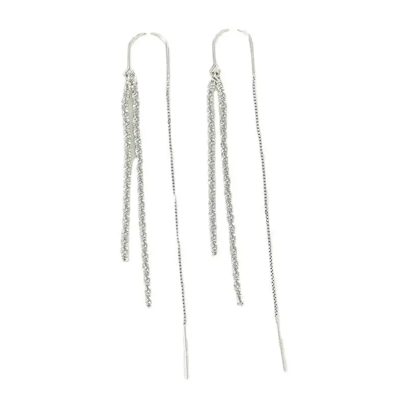 925 Sterling Silver Full of Stars Drop Earrings for Women Fashion Long Tassel Korean Earring Party Jewelry Aretes De Mujer