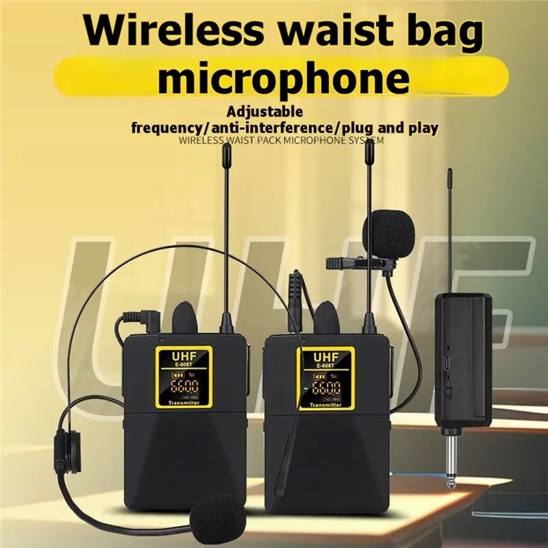 [B24B!】 1-To-2 UHF Wireless Lapel Microphone 38M Long Range