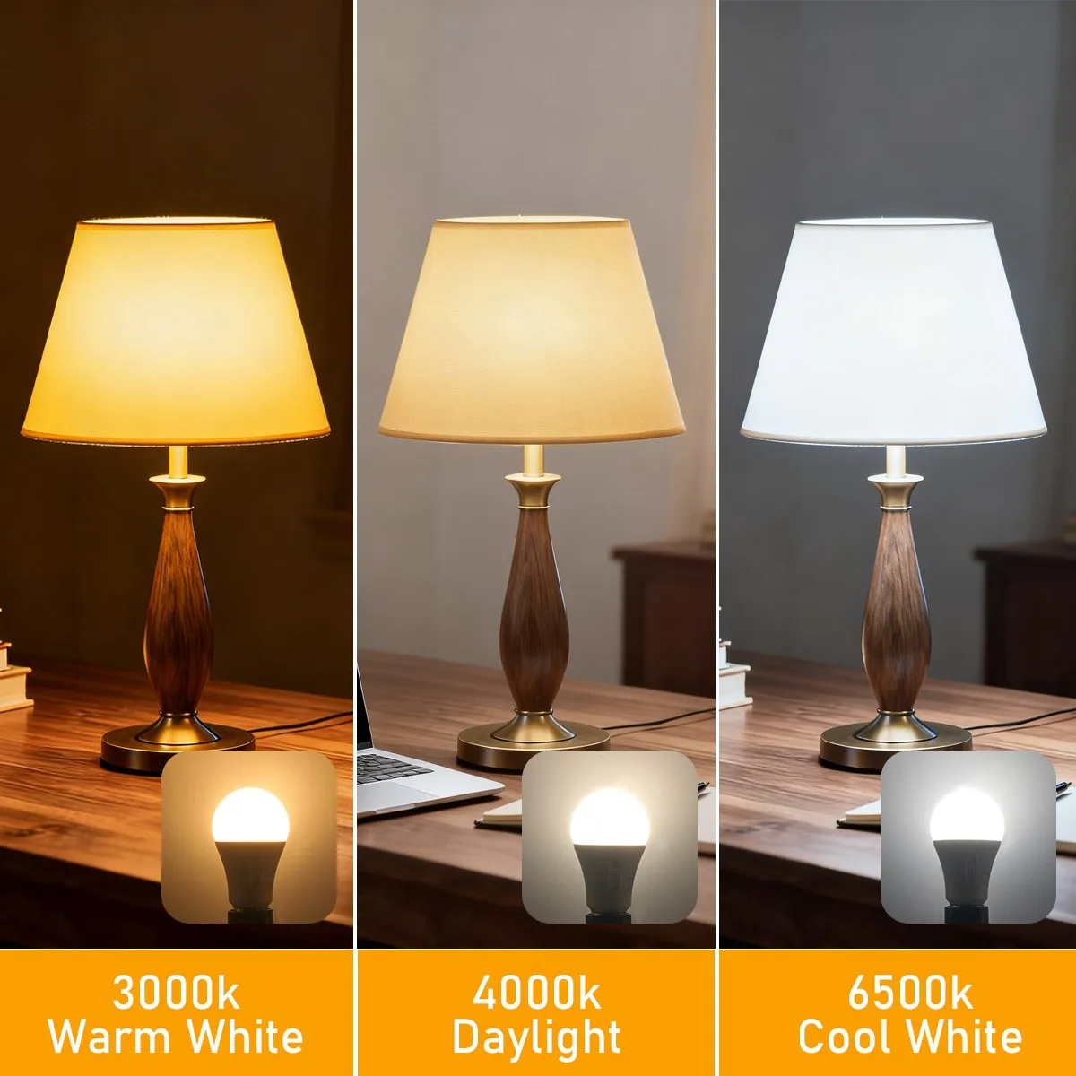 Ampoule LED E27 à commutation de température tricolore, interrupteur DIP, AC100-240V, 15W équivalent à 80W, pour salon, maison