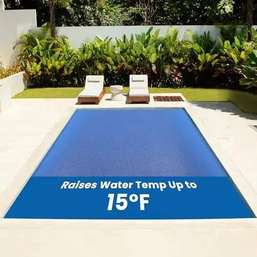 Solar Pool Cover 16 Mil | 18 x 40 Ft Blue Solar Blanket | Rectangle Swimming Pool Cover | Water Conservation & Debris