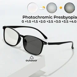 2024 Business Ultra Light Photochromic Men Reading Glasses High Definition Outdoor Presbyopia Glasses Anti Blue Light Glasses