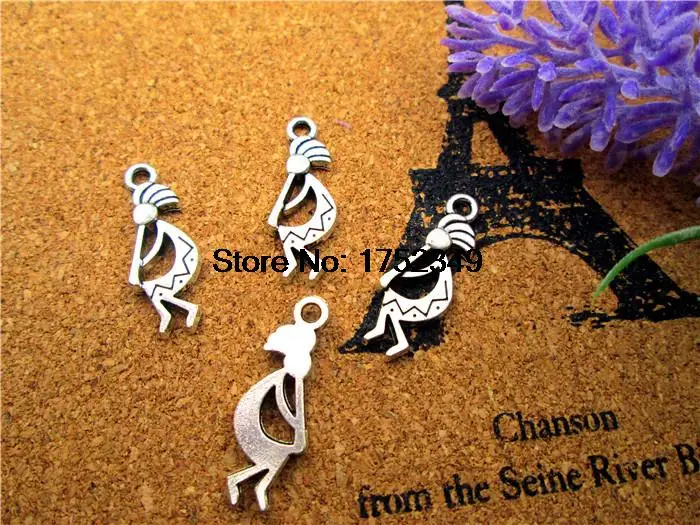 100pcs/lot Antiqued Tibetan Silver  Kokopelli Pendants  9 X 20 mm