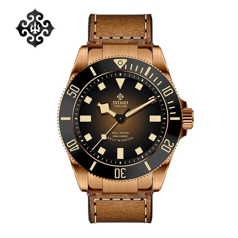 New IXDAO Limited Edition 39mm Bronze Diver Watch Fashion Luxury Sapphire PT5000 Automatic Mechanical Watch BGW-9 Waterproof 200