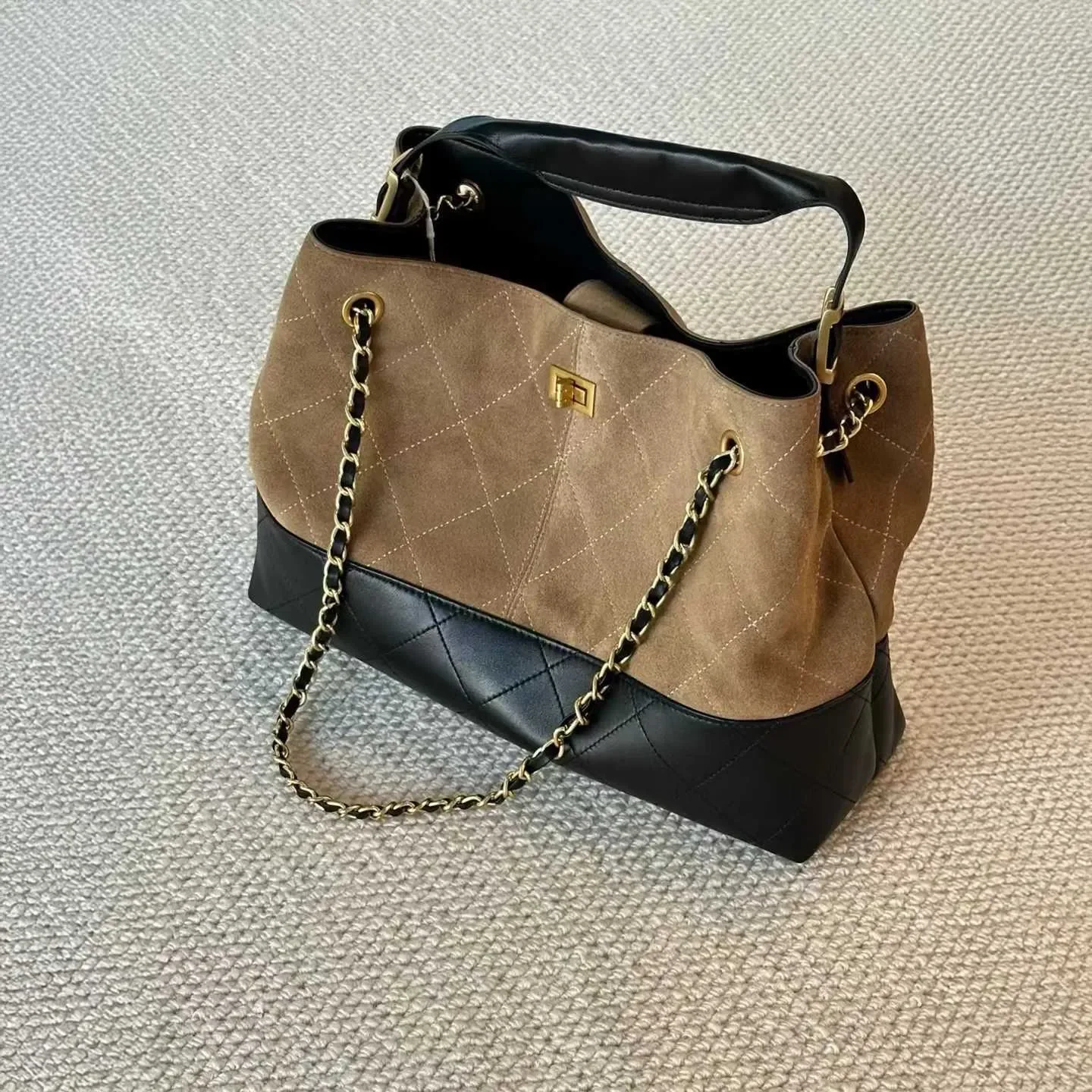 

Mendy Suede Genuine Leather Luxury Designer Tote Bag Handbag Women High End Bag Shoulder Large Womens Bag Chain