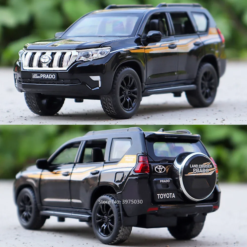 1:32 Toyota Prado Speelgoed Auto Modellen Zinklegering Wiel Trek SUV met Lichte Muziek Miniatuur Voertuigen voor Jongens Ornamenten Geschenken