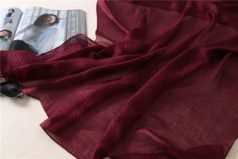 2023 luxus Marke Frauen Mode Schal Plain Solide Seide Leinen Schals Schals Sommer Dame Bandanas Pashmina Foulard Hijab 180*90 cm – Detail 39