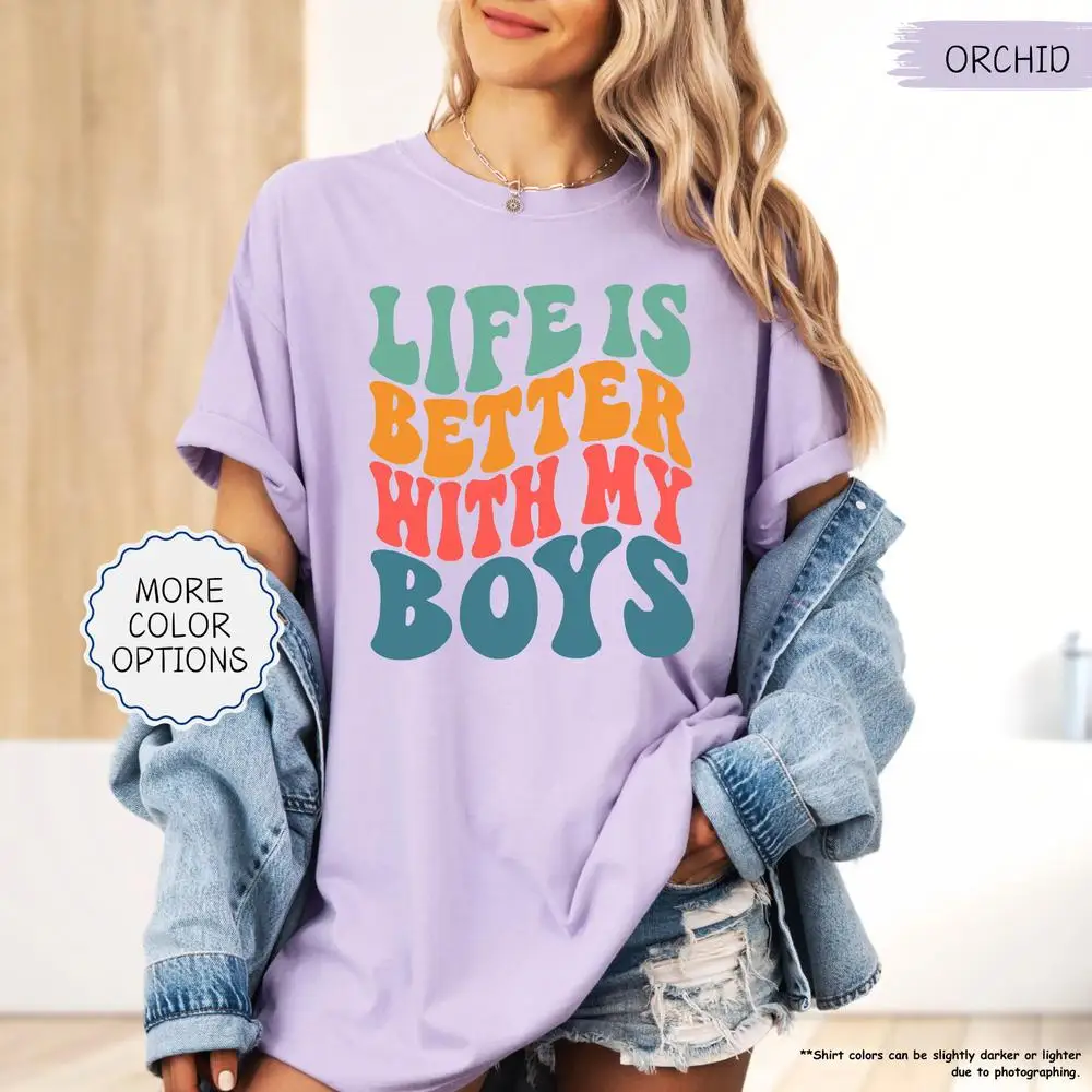 

Рубашка Life is Better With My Boys, забавная рубашка для мамы, милый подарок маме, рубашка ко Дню матери, рубашка для мамы мальчика, объявление пола