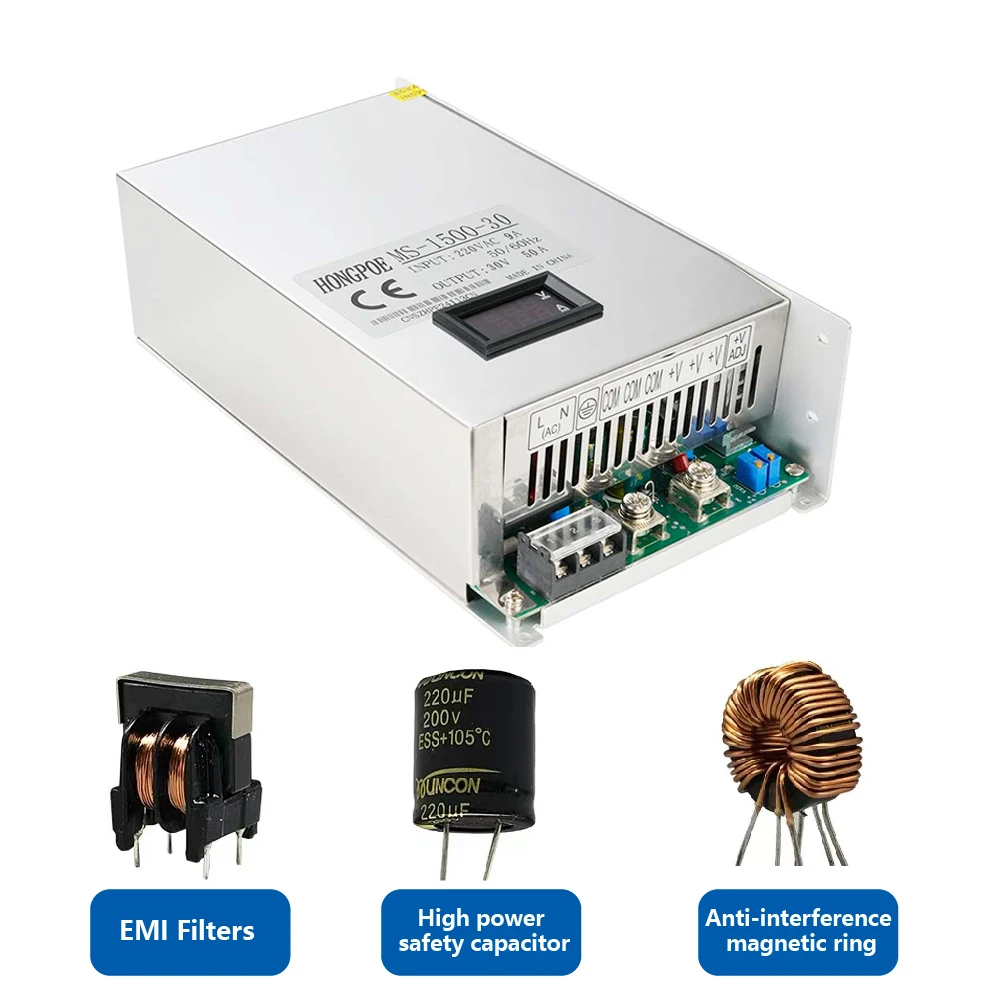 1500W 디지털 디스플레이 조절식 스위칭 전원 공급 장치 0-12V 24V 48V 60V 72V 110V 150V 200V 110/220V AC/DC 단일 출력 SMPS