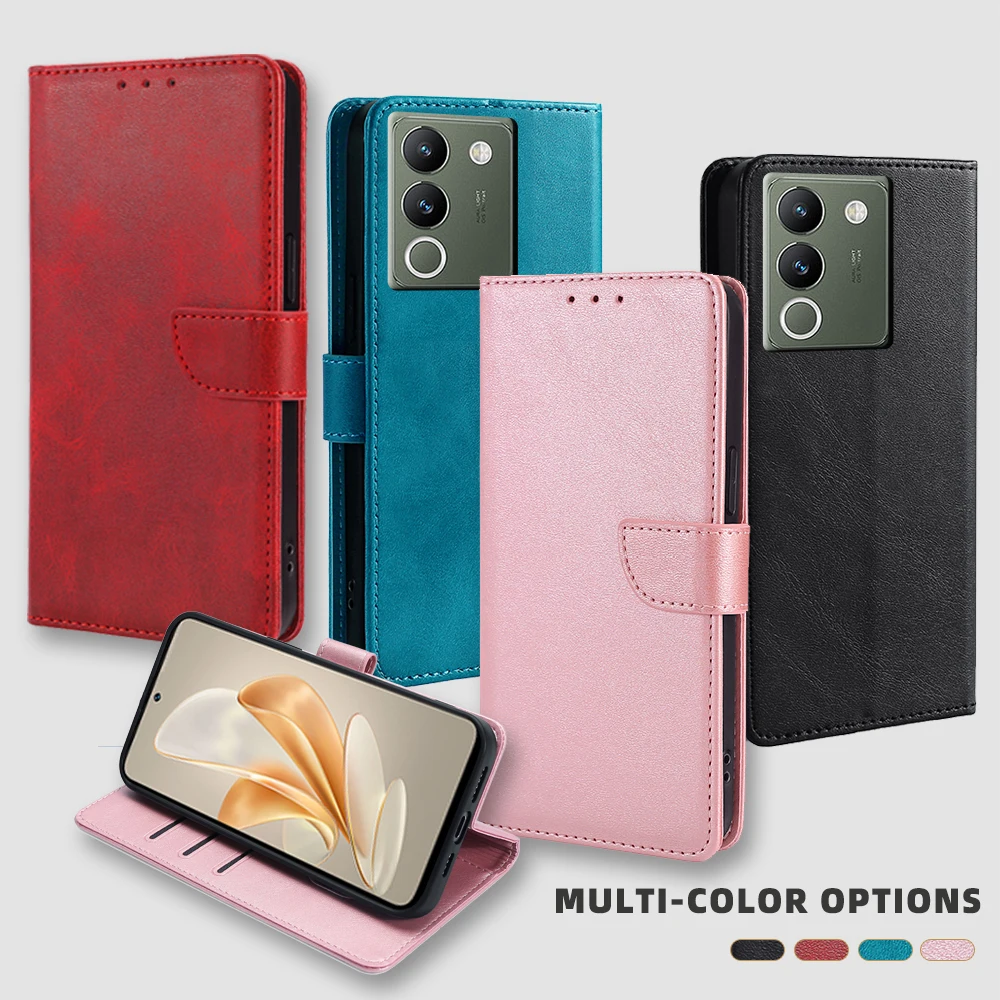 

GEFENIS Бизнес-кожаный чехол для VIVO V30 V29 Lite V29E V27E V23E V21E V27 V25 V23 V21 Pro Чехол-кошелек с магнитной пряжкой и откидной крышкой