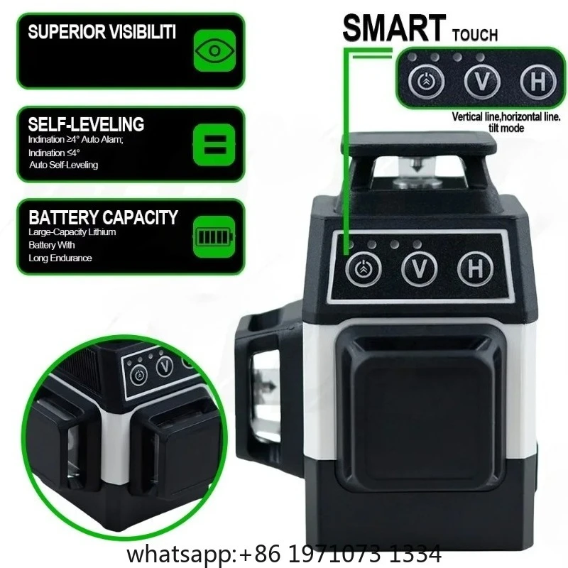 Mini 3D 12 Lines Laser Level Self-Leveling 360 Horizontal And Vertical Cross Super Powerful Green Beam Optical Instrument view 4