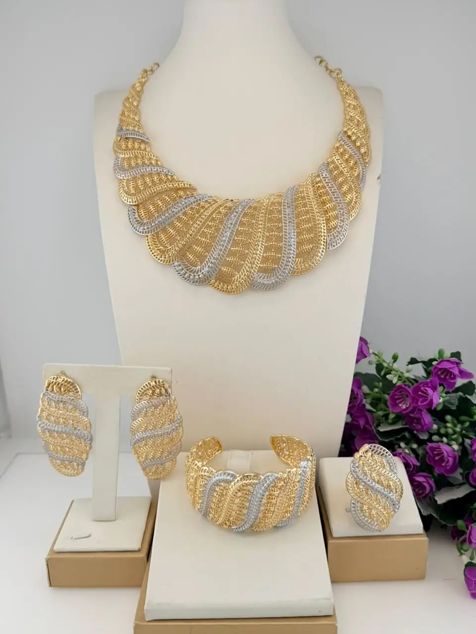 set-di-gioielli-da-sposa-etiope-bicolore-con-filigrana-a-ventaglio-girocollo-placcato-oro-24k-4-pezzi-accessori-per-donna-regalo-di-nozze-i0207