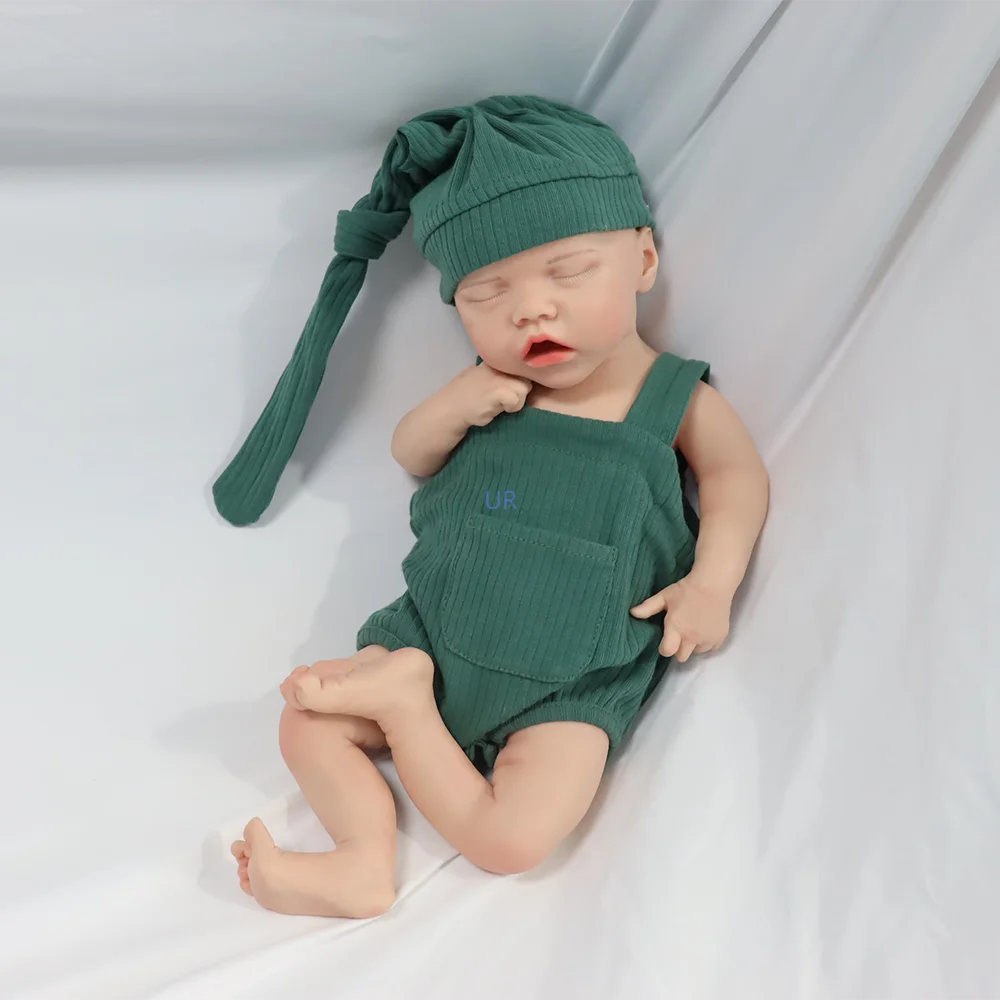 18Inch Full Body Silicone Bebe Reborn Doll Painted Asleep Newborn Baby Girl Perfect Collection Gift For Halloween