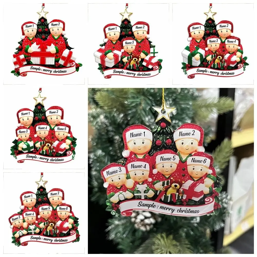 2D Christmas Family Ornament DIY Cute Snowman Flat Pendant Hand Painted Snowman Christmas Tree Hanging Ornament New Year