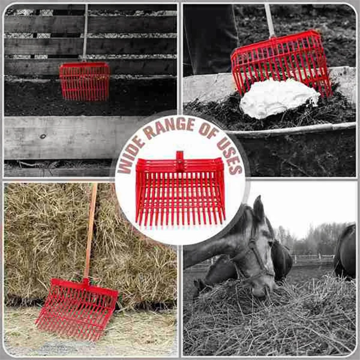 SMIEA Mestvorkvervangingskop, Hooivorkkop, Paardenmisthark, voor het oppakken van Mest, Plastic Vorkvervangingskop,A