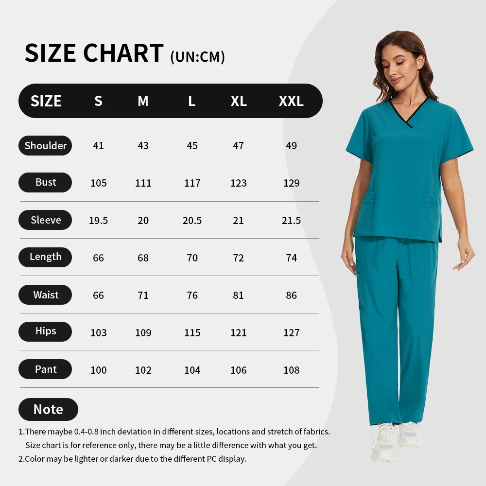 Medizinische OP-Uniformen für Damen, schnell trocknend, für die Tierpflege, Arbeitskleidung, Arzt-Peeling-Sets, kurzärmelig, elastisches Oberteil, Hosen-Set, Krankenschwester-Peeling