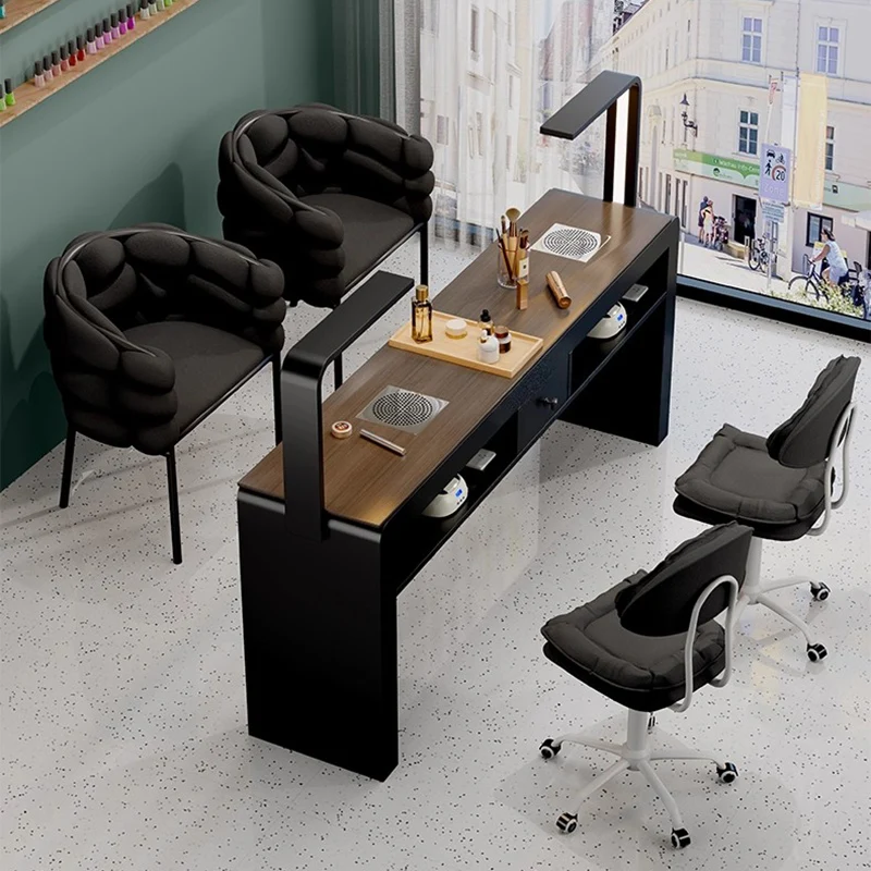

Profesional Modern Nail Desk With Light Luxury Trendy Elegant Nail Table Italian Premium Table De Manucure Salon Furniture