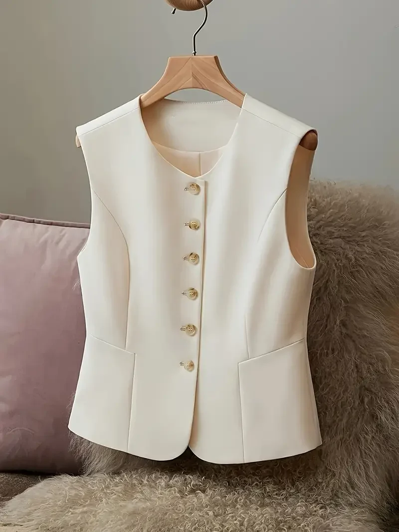 Fashion Trend Suit Waistcoat Women's New Style Everything Temperament Design Sense Coat Spring and Autumn Office Waistcoat