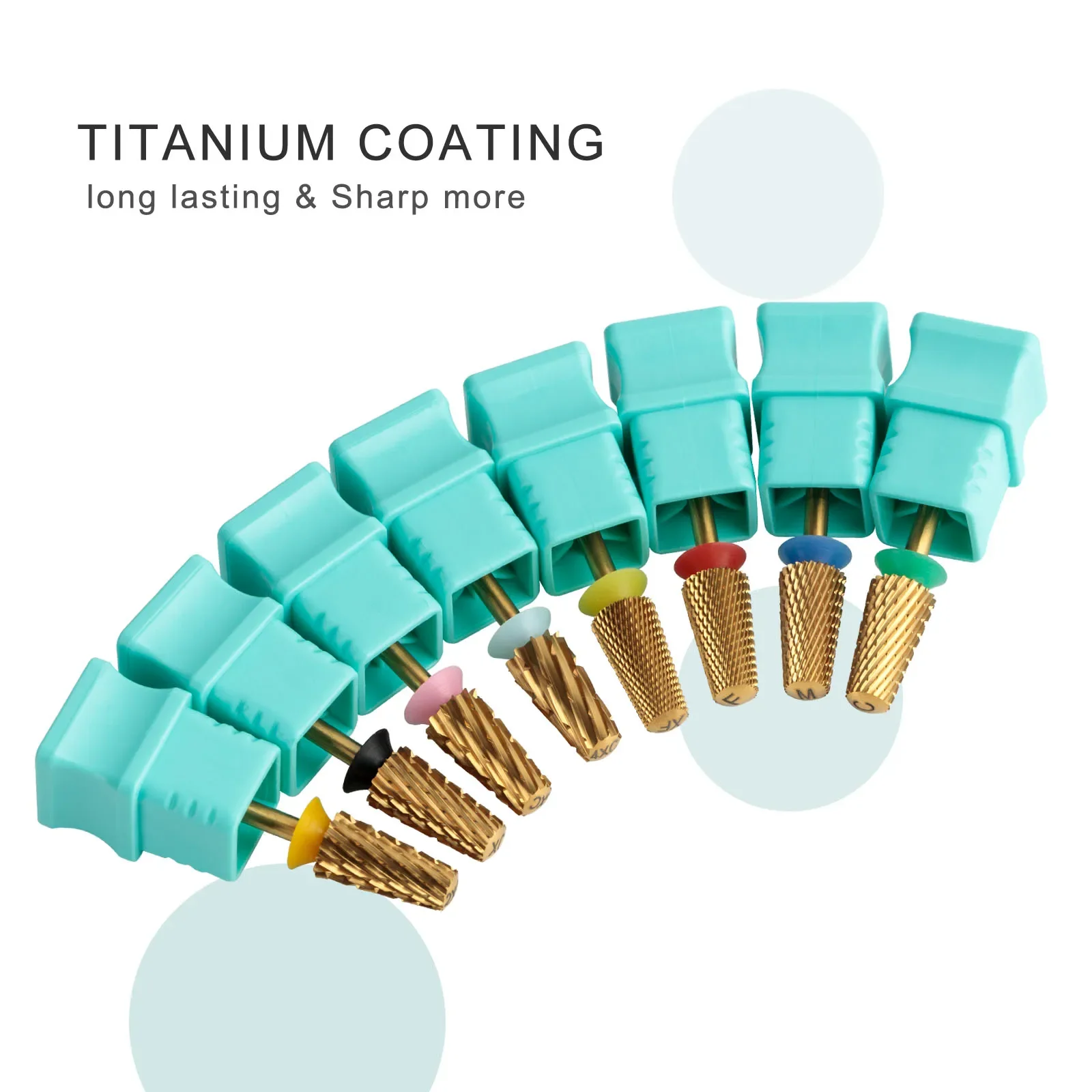 HYTOOS Brocas cónicas de seguridad de titanio para uñas, broca superior lisa de carburo 3/32, accesorios para taladros de Gel, herramienta de manicura