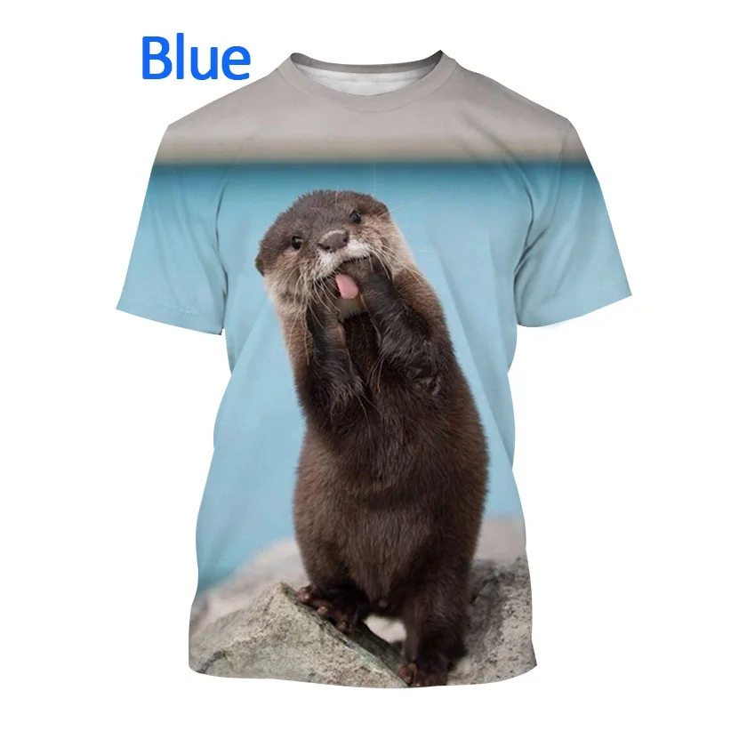 Unisex 2023 Summer T-shirt Popular 3d Animal Print Otter Casual Cute Short Sleeve Breathable Loose 6xl T Shirt Men Tops Tees