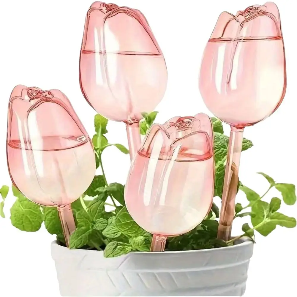 Tulip Shape Tulip Water Globe Transparent Body Slow Release Self Watering Bulb Long Water Tube Plastic Build Irrigation Waterer