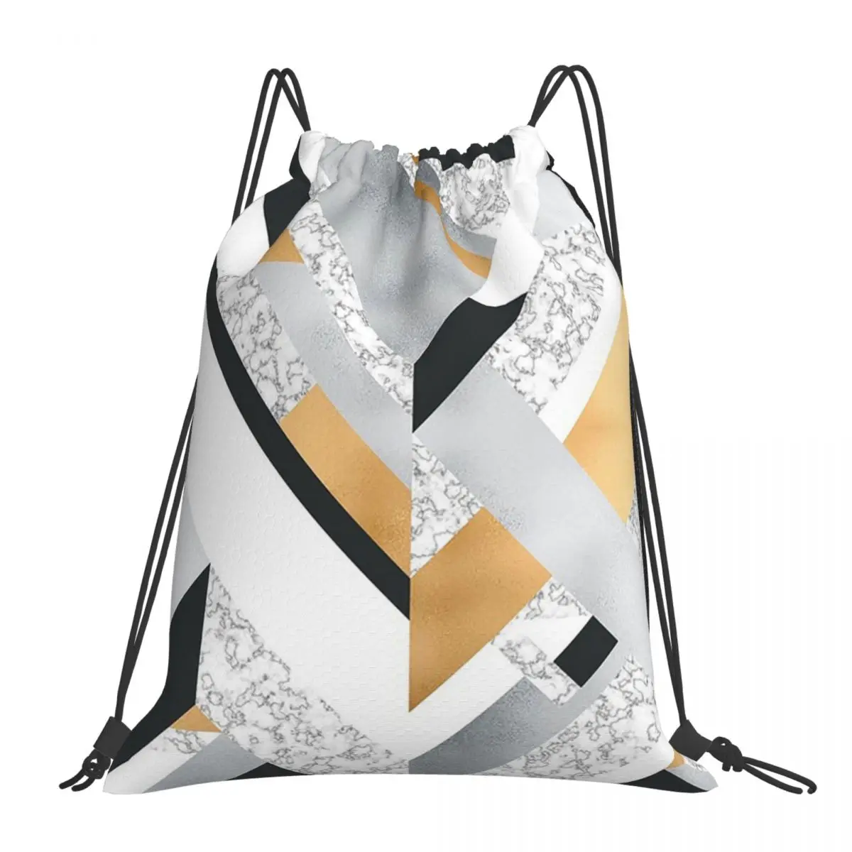 

Abstract Geo (Black, White, Gold, Silver & Marble) Backpacks Drawstring Bags Drawstring Bundle Pocket Sports Bag Book Bags