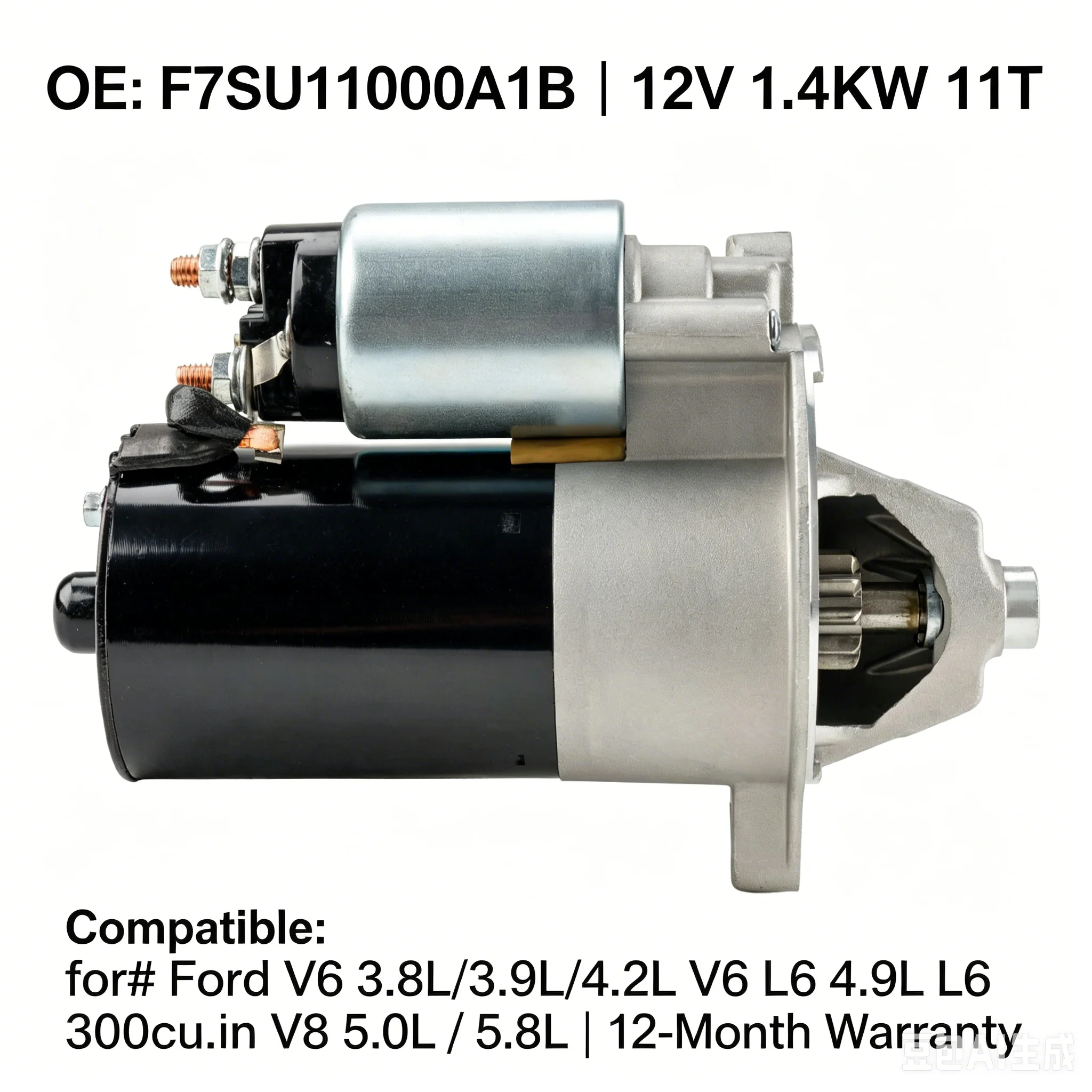 

Starter Motor 12V 1.4KW 11T High Torque Auto Engine Starting Motor for Ford F-150 1997-2003 4.2L V6 OE#F7SU11000A1B
