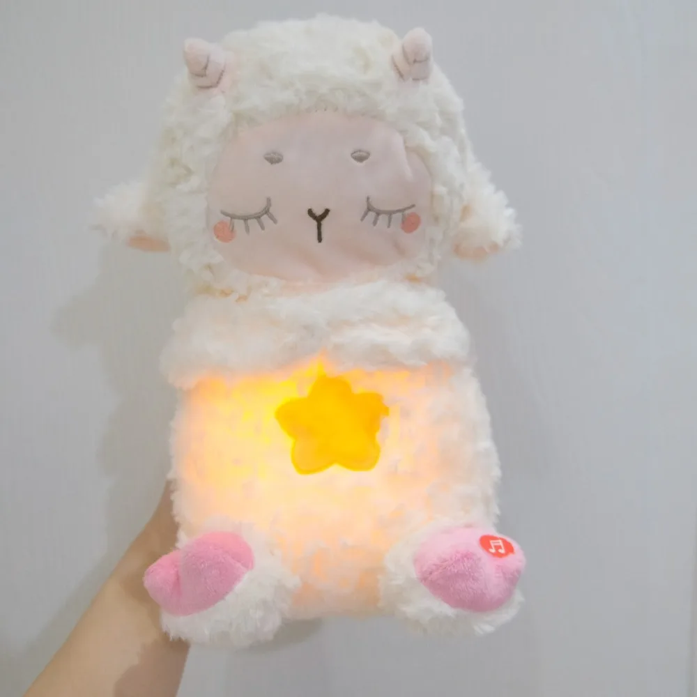 Poupées en peluche paresseux respirant pour bébé, mignon, musique et lumière, compagnon de sommeil doux, mouton apaisant, cadeau pour enfants, nouveau