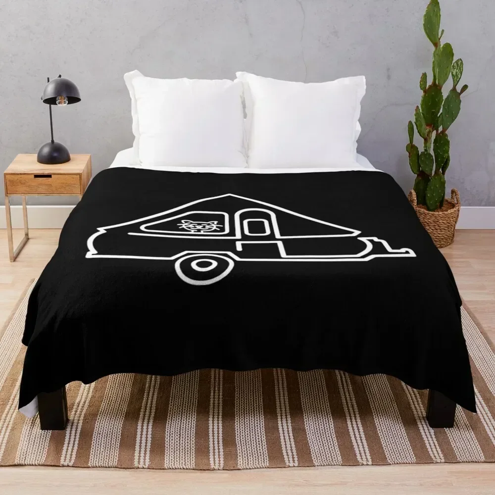 

Cat Aliner A-Frame Trailer Happy Camper Cat Throw Blanket All Weather Soft Throw Blanket for Sofa
