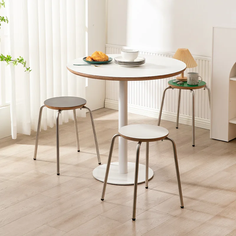 مقعد طعام المشاهير على طراز القرون الوسطى على الإنترنت، شقة صغيرة لغرفة المعيشة، مقعد مكياج أخضر من الفولاذ المقاوم للصدأ، مقعد خشبي قديم #3