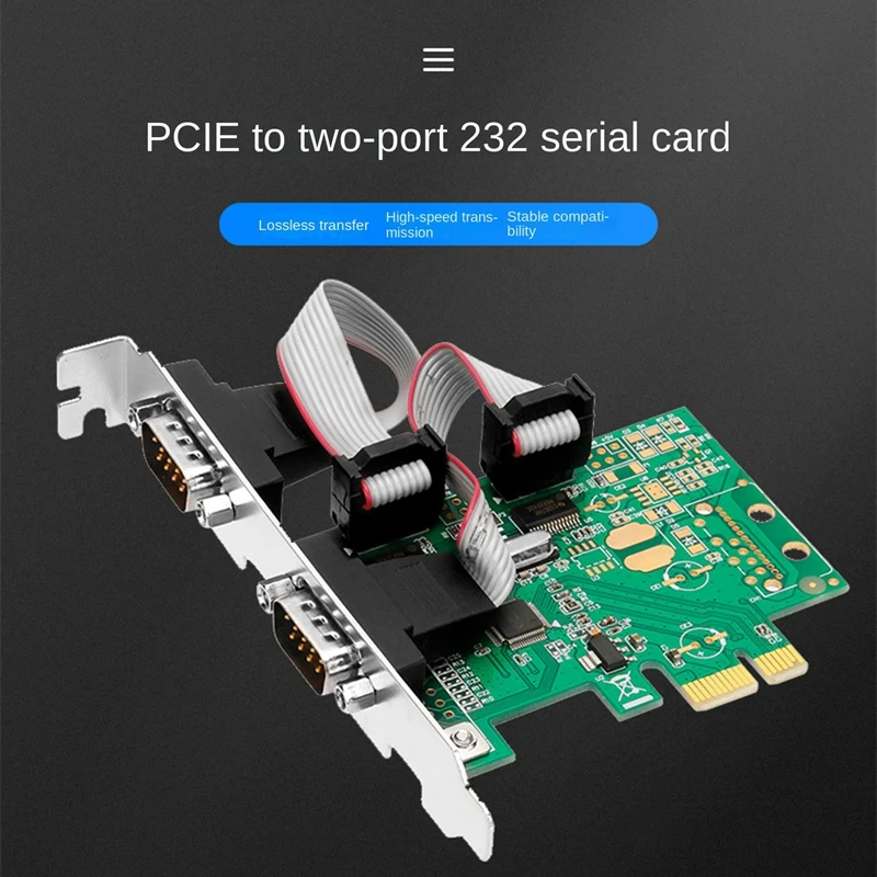 PCI-E para Dual Serial Combo Card, Cartão Adaptador PCI Express, RS232, 2.5 Gb/s Canal, 1000Kbps, Chip CH382L