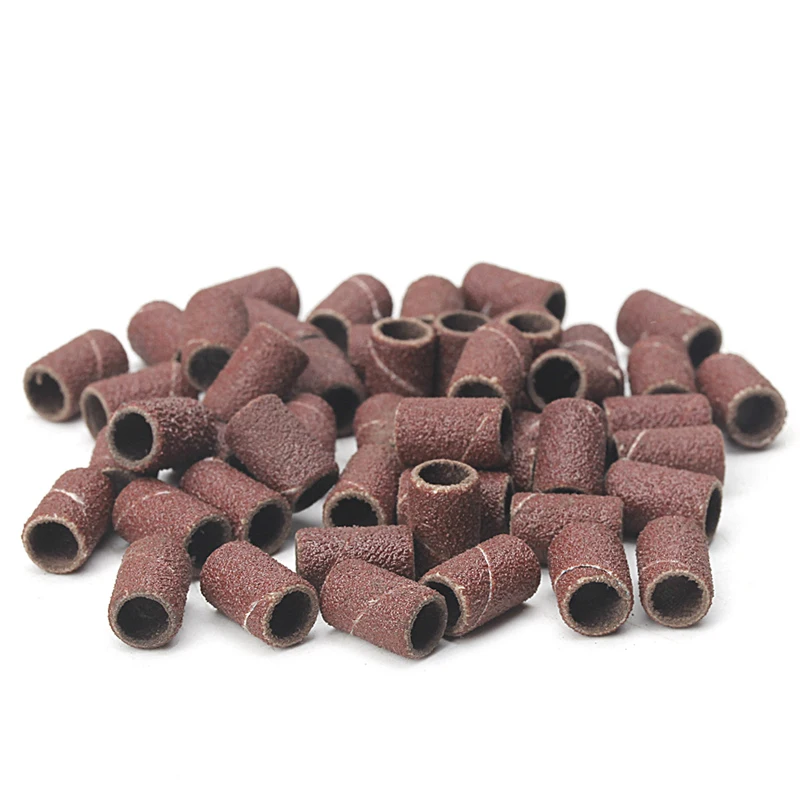 652F 100 Pcs 1/2" and 1/4" Sanding Band Sleeves Drum Kit Sandpaper Rubber 2 Mandrels