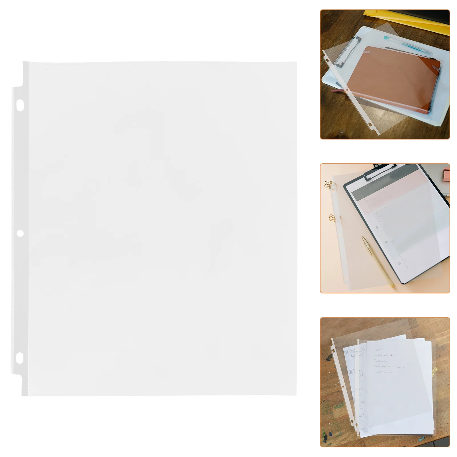 

50pcs A4 Sheet Protectors Heavy Duty Clear Plastic Sleeves For Binders Punched Page Protector Paper Storage File Holder Binder