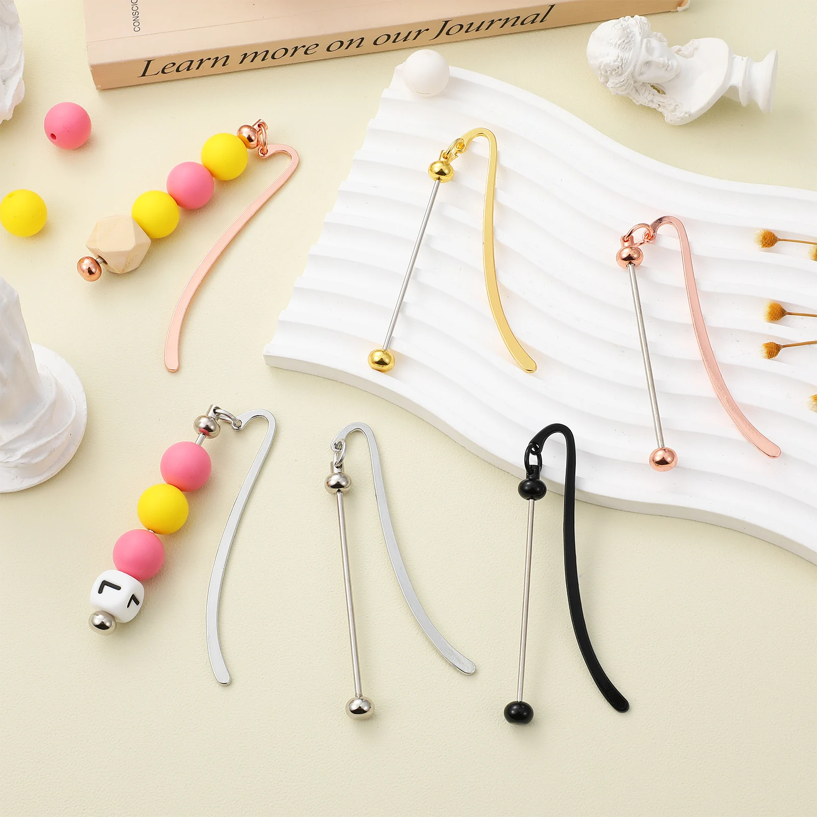 

8 Pcs Beaded Bookmark Blank Metal Bookmarks Multifunctional Sturdy Wear Resistant for Crafts Jewelry Making Portable