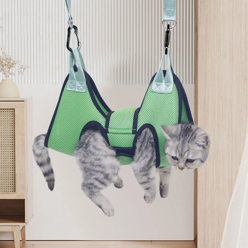 Adjustable Dog Grooming Hammock Mesh Anti Scratch Cat Restraint Sling Hanging Breathable Cat Restraint Holder Pet Grooming