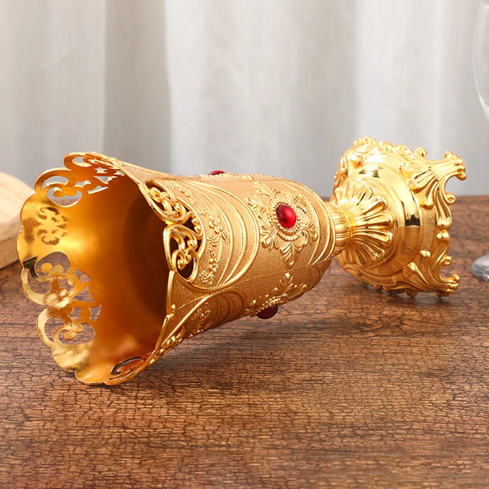 

European Style Vintage Decorative Vase Alloy Flower Holder for Home Office Desktop Flower Arranging Retro Design