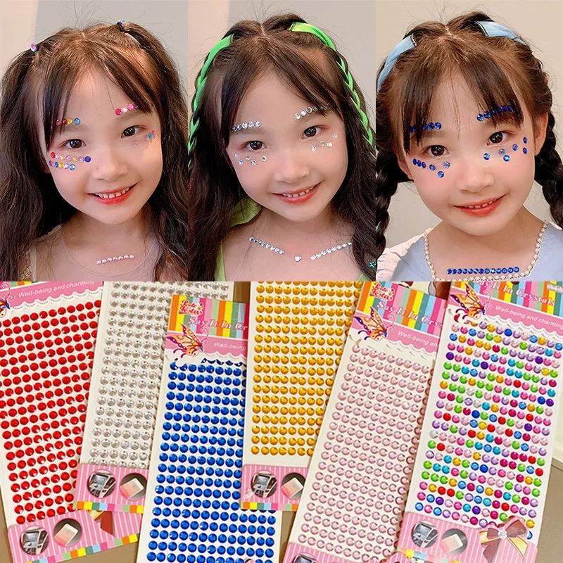 Colorful diamond corner stickers children's makeup stickers face girls' little girls' treasure cartoon crystal diamond student