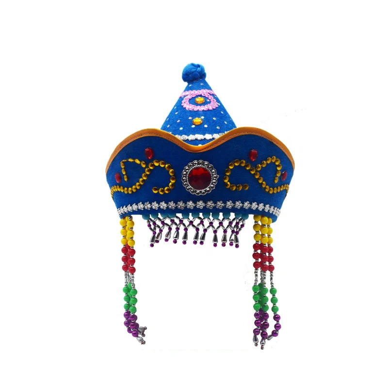 Mongolian Yurt Shaped Queen Princess Hat Headdress Women Mongolian National Minority Hat Festival Dance Headwear Costume