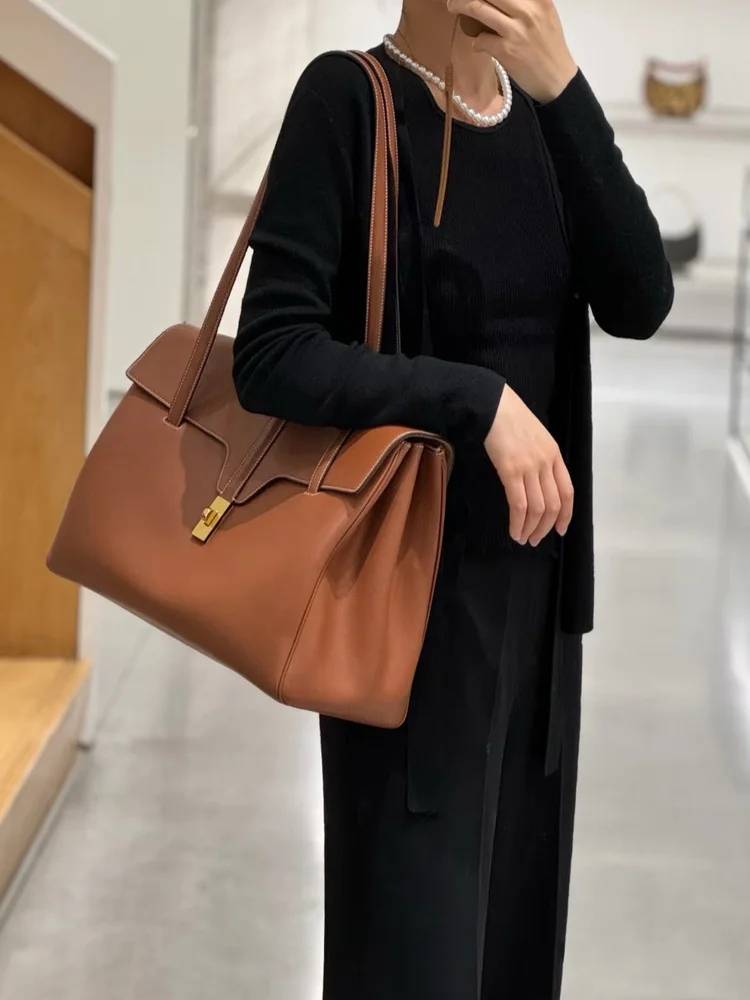 

Большая кожаная сумка-тоут Capaci, женская дорожная сумка, 4-дюймовая сумка Cuter Bag, мягкая 6 натуральной кожи, сумка для юриста, новая модель 2025 года