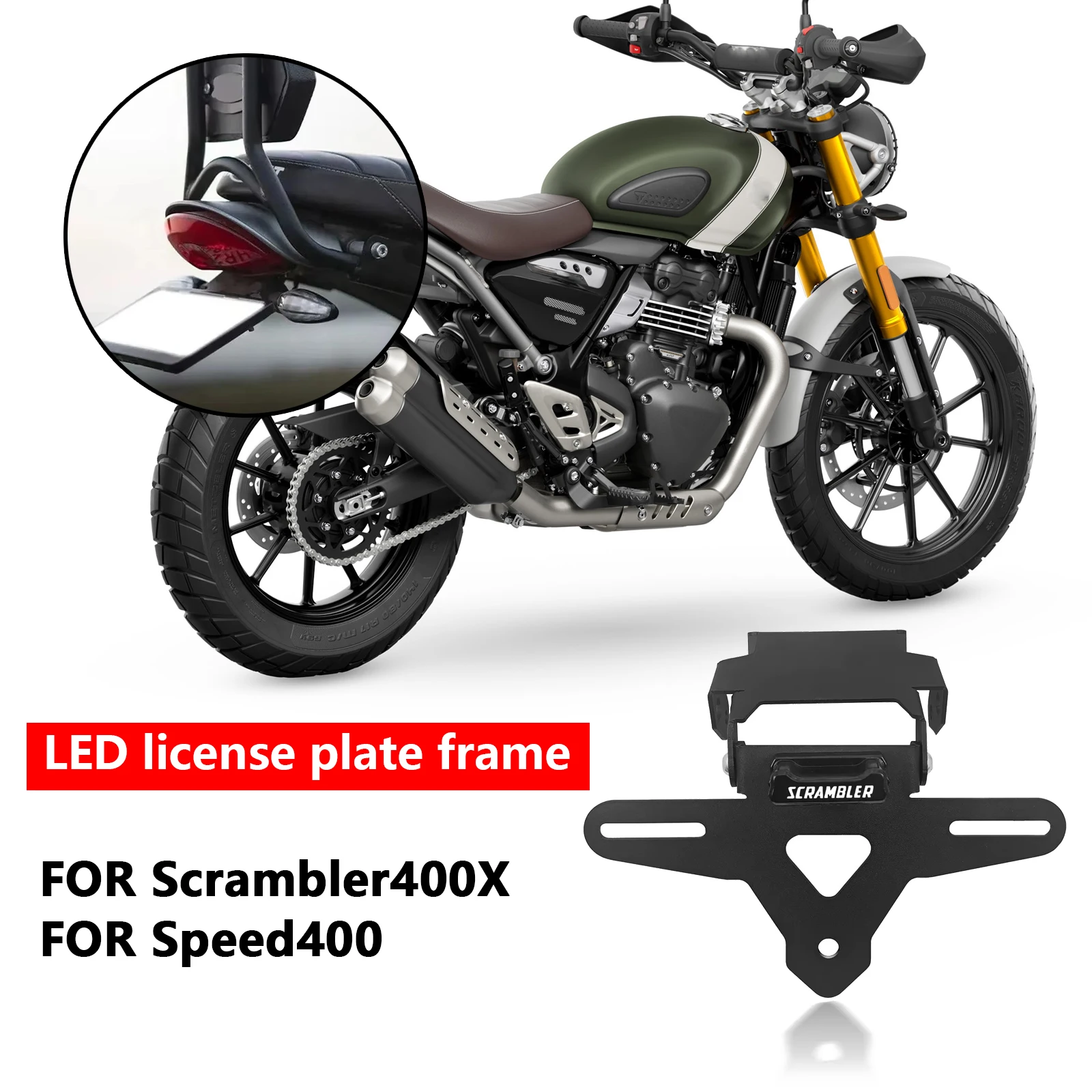 

Для scrambler400x Scrambler 400X Speed ​ ​ 400-кронштейн держателя номерного знака мотоцикла, светодиодный задний фонарь, комплект элиминатора крыла